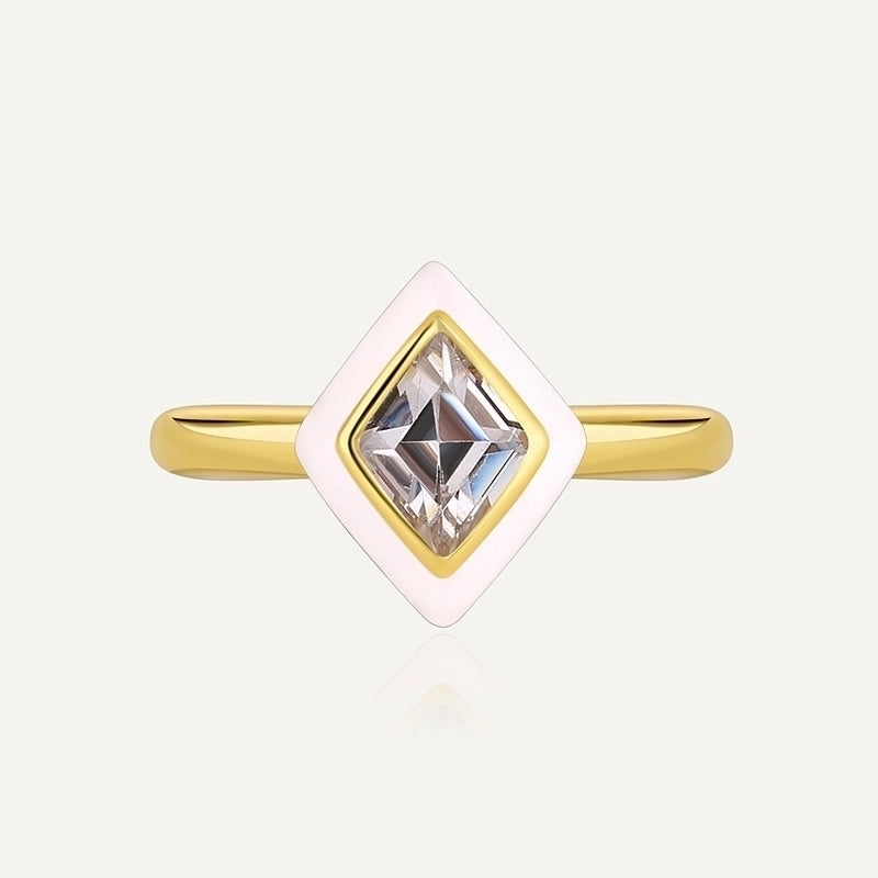 Minimalist Solid Color Copper Inlay Zircon Rings