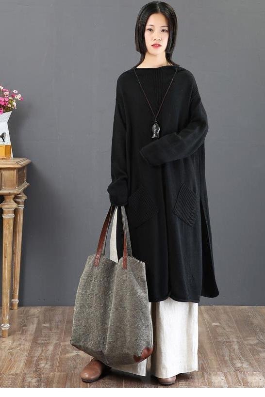 Elegant Pure Color Cotton Maxi Sweater Dresses For Women 5793