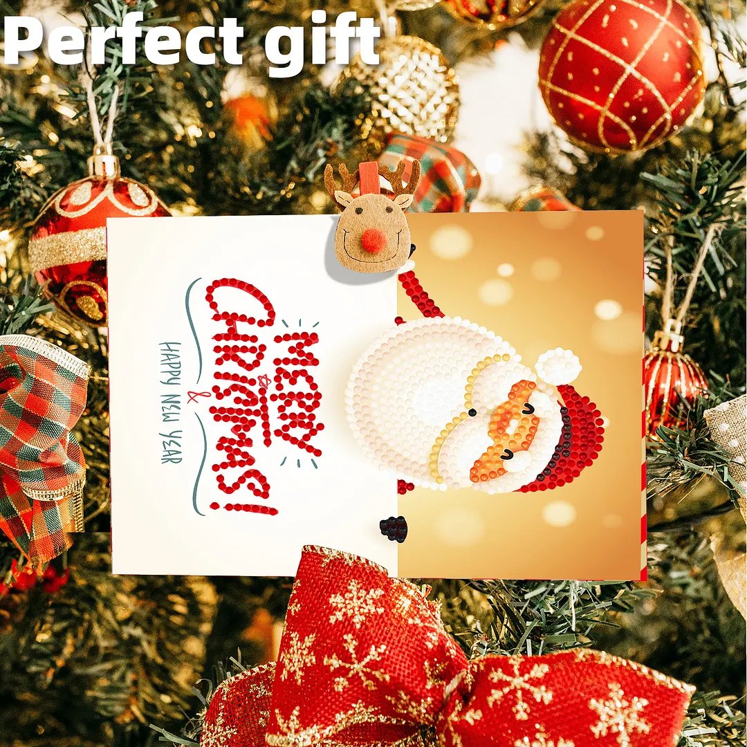 8PCS Christmas DIY Diamond Painting Greeting Card Kits with Envelopes Diamond Art Greeting Cards Diamond Art Cards Kits for Adults DIY Crafts Family Friend Gifts