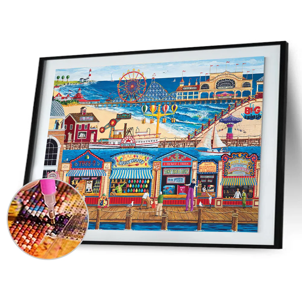 5D DIY Full Round Drill Diamond Painting Beach Paradise Rhinestone Artwork