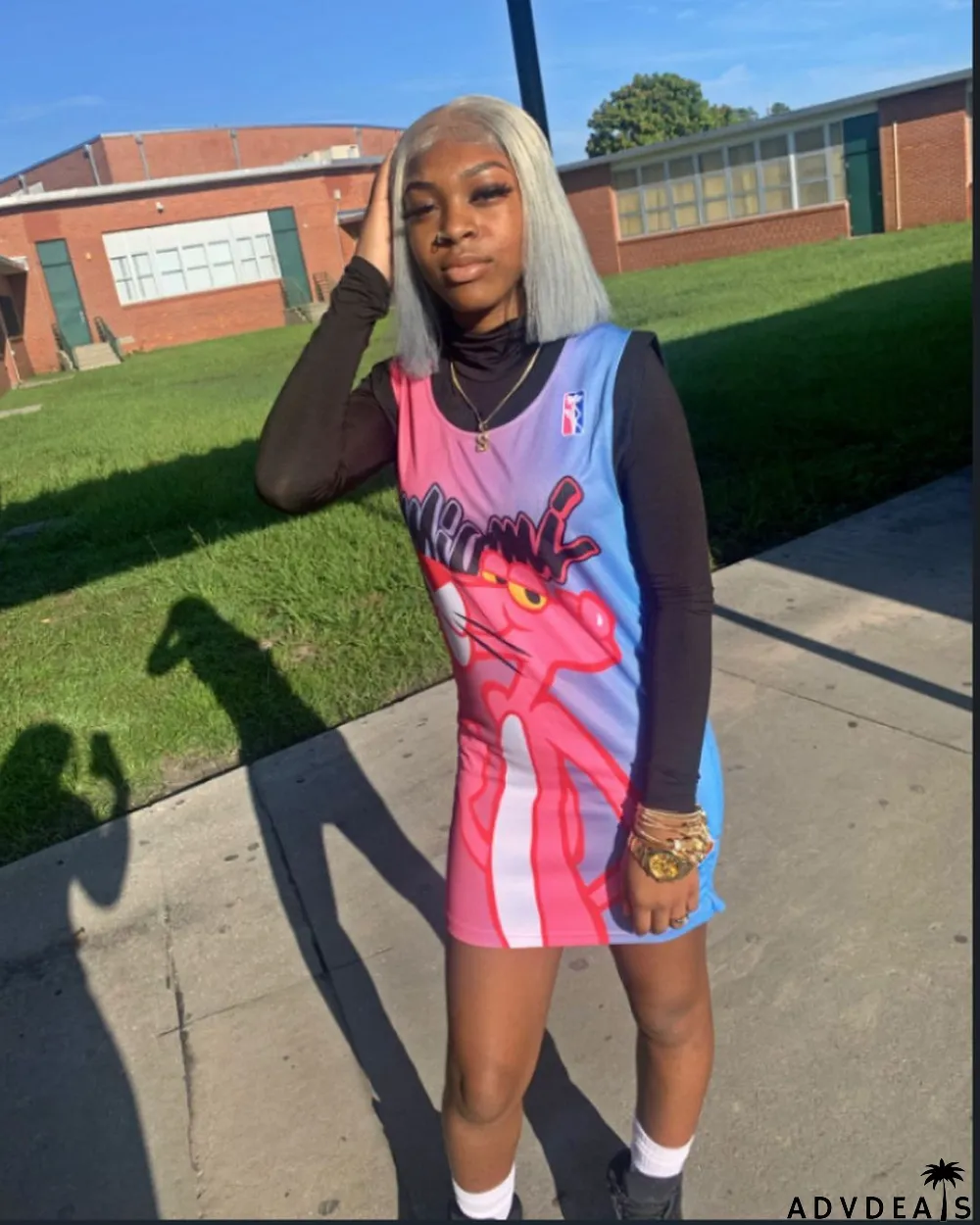 Casual Printed Sleeveless Jersey Mini Dress