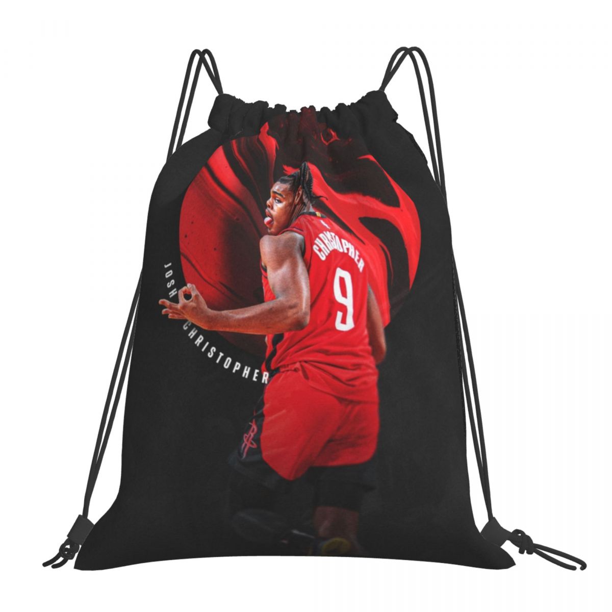 Houston Rockets Josh Christopher Unisex Drawstring Backpack Bag Travel Sackpack