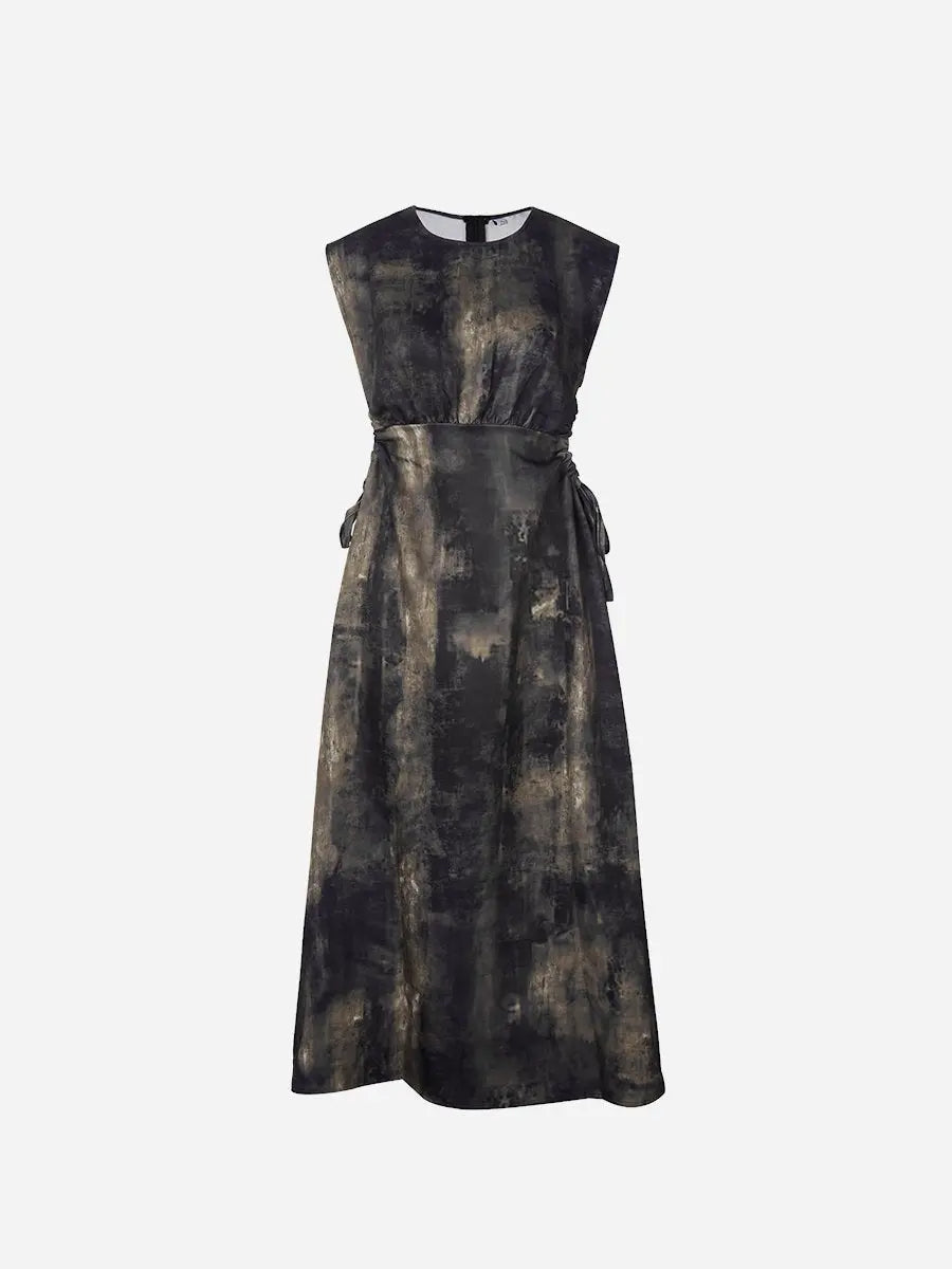 Round Neck Sleeveless Hollow Out Midi Dress