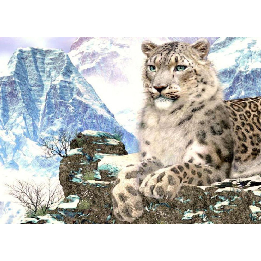

40*30CM - Round Drill Diamond Painting - Snow Leopard, 501 Original