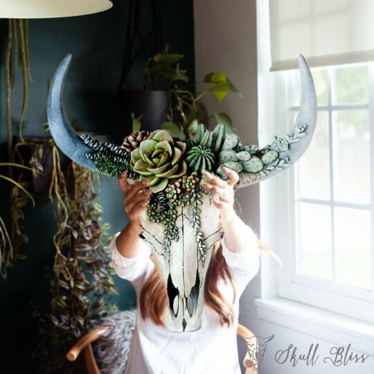 SUCCULENT/FLOWER COW SKULL WALL DECOR NURSERY DECOR