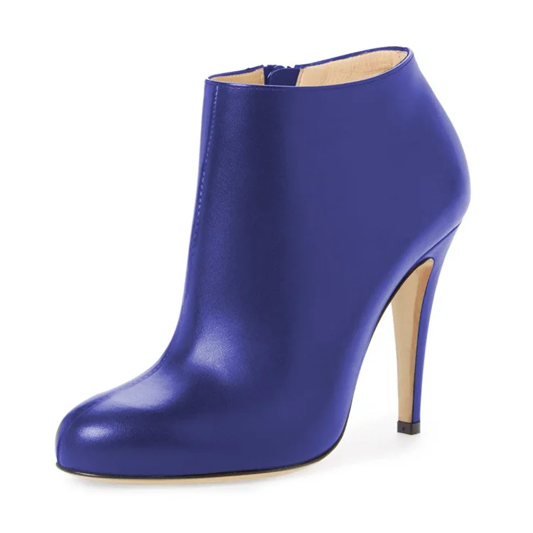 FSJ Blue Fashion Boots Chunky Heel Work Ankle Boots US Size 3-15 |FSJ Shoes
