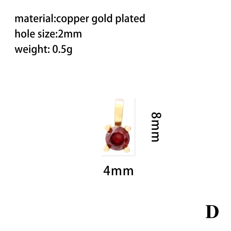 Minimalist Round Copper Plating Inlay Zircon 18k Gold Plated Charms