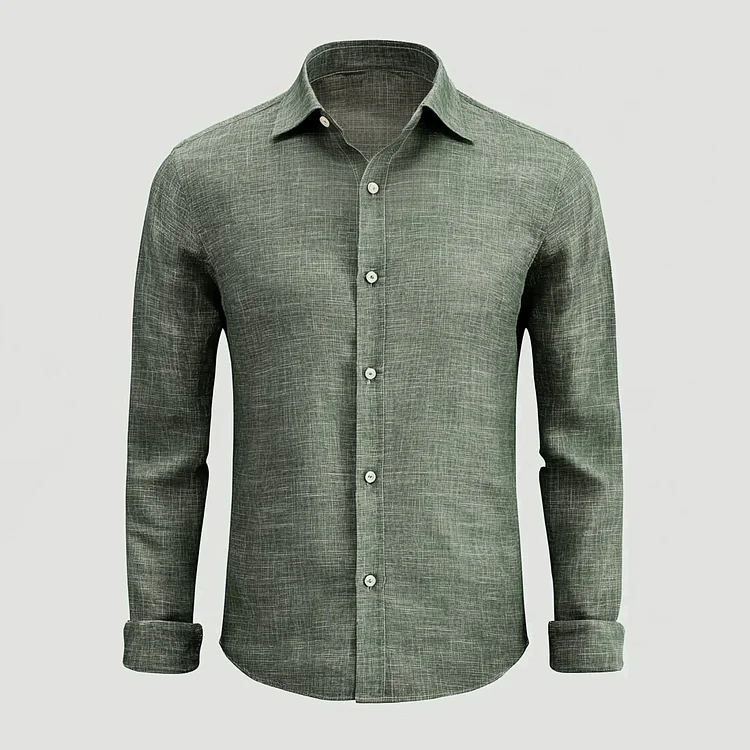 Men's Turndown Collar Long Sleeve Single Breasted Solid Shirt
