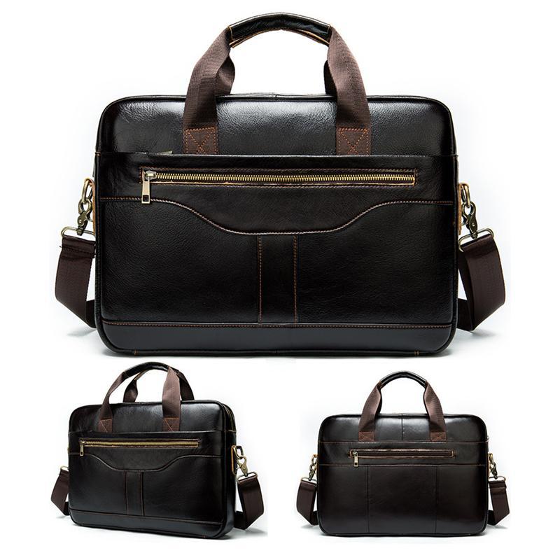 Great Quality Antique Brass Hardware Organizational Layout Leather Briefcase