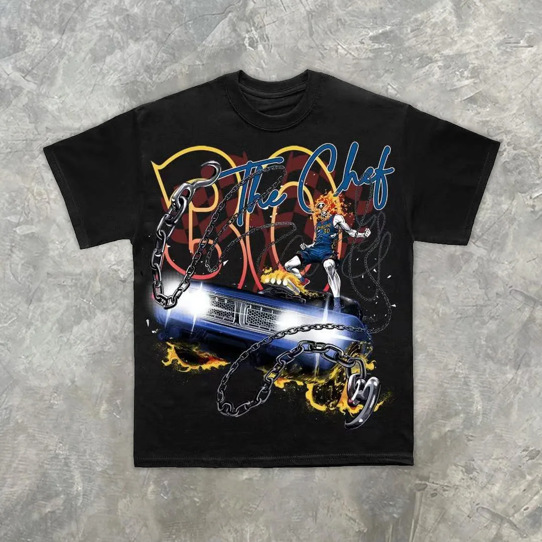Ghost train casual street short sleeve T-shirt