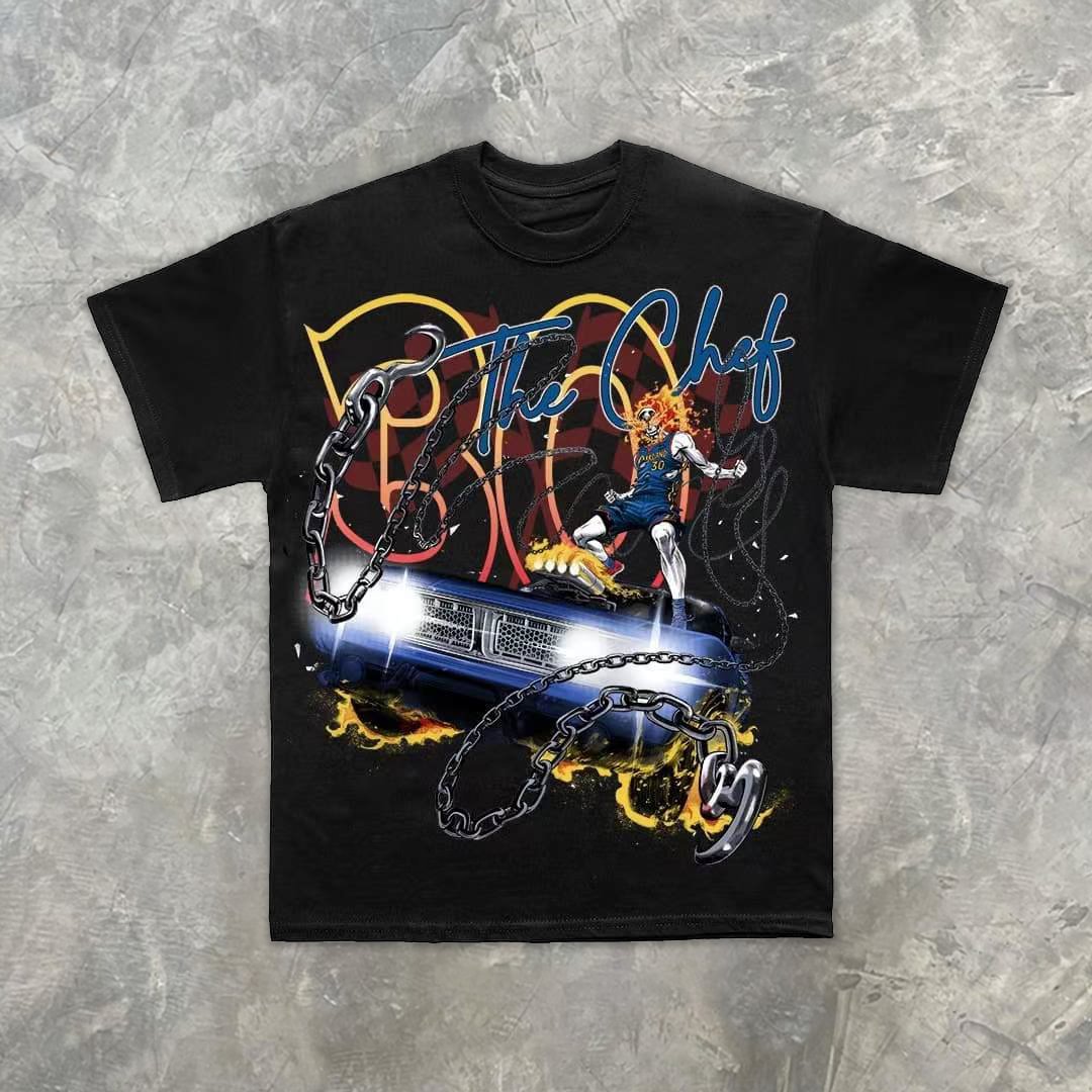Ghost train casual street short sleeve T-shirt