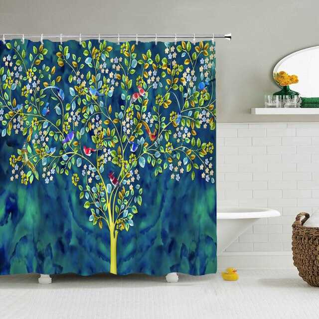 

Shower Curtain – Flowers Birds Leaves-180*180cm, 501 Original