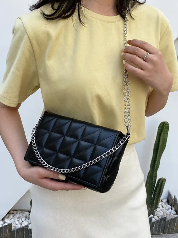 Casual Simple Cool Solid Color Chain Bag