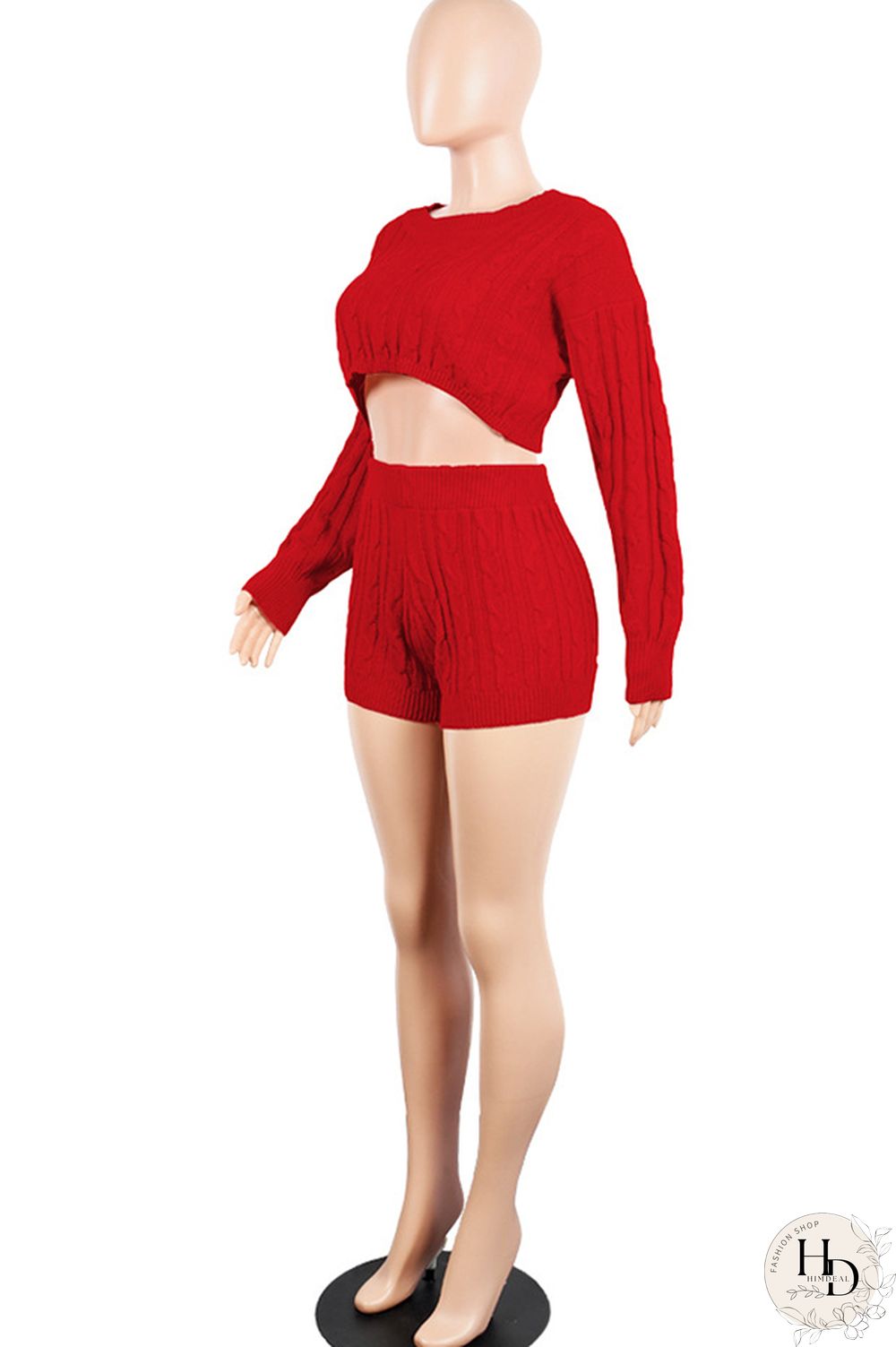 Orange Wool Europe and America Solid Two Piece Suits pencil Long Sleeve Two-Piece Short Set