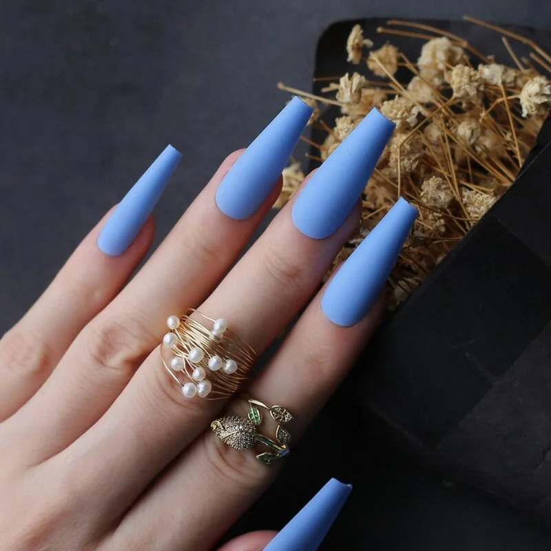 Extra stunning fasle nails Nude Long Luxury Coffin Matte Medium Acrylic nails salon 20pcs fake nails ballet Classic available-Nail Inspo