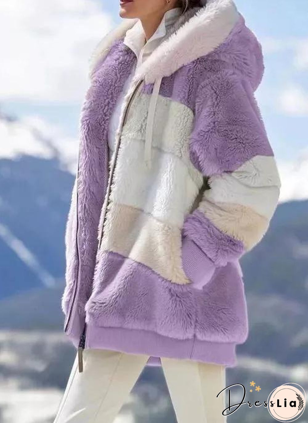 Winter Ladies Coats Streetwear Women'S Clothes Lambswool Coat Women Plus Size Zipper Pocket Stitching Cold Protection Jackets