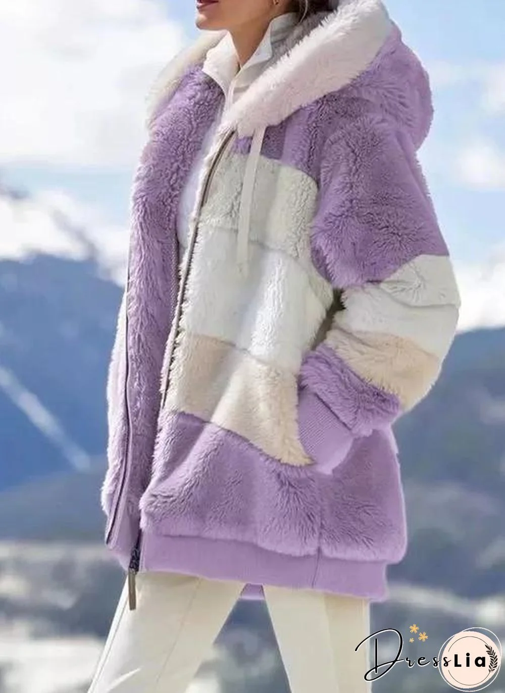 Winter Ladies Coats Streetwear Women'S Clothes Lambswool Coat Women Plus Size Zipper Pocket Stitching Cold Protection Jackets