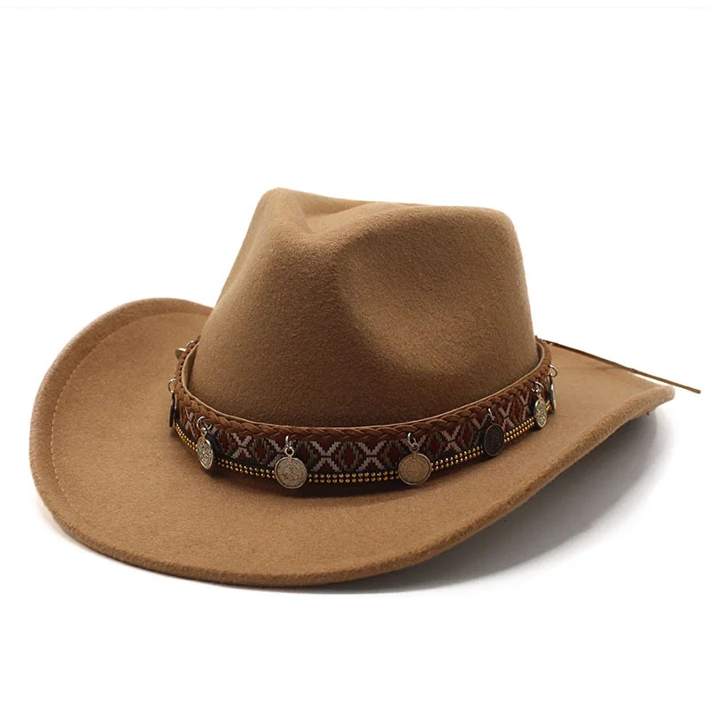 Stylish Western Cowboy Hat With Embellished Band - Perfect For Festivals And Casual Wear