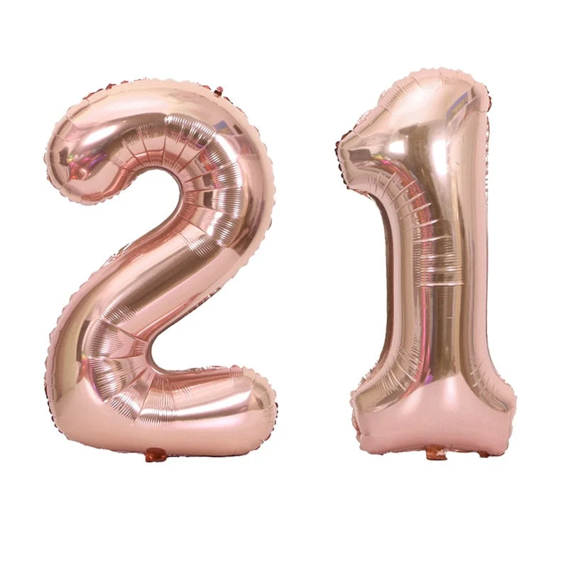 Rose Gold 21st Birthday Party Decoration Happy Birthday Balloons Banner Popcorn Boxes Garland for 21 Years Old Party Supplies