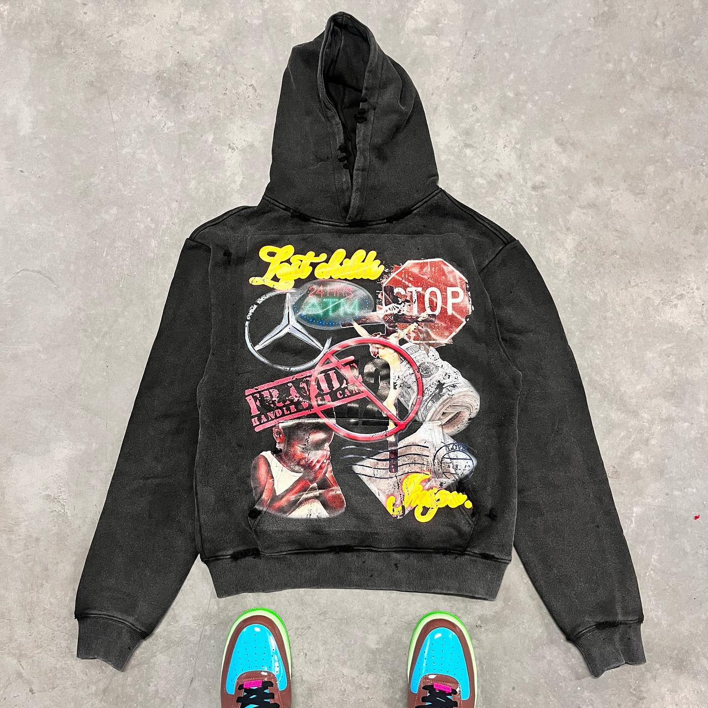 Fashionable personalized printed loose hoodie