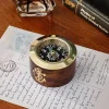 Vintage Handmade Solid Wood Brass Tape Measure Nautical Compass