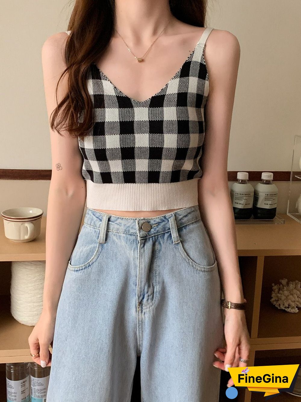 Heliar Women Plaid Crop Top And Mini Skirts Outfits Cute Skirt Sets For Women Tank Tops Two Piece Sets Beach Women Summer