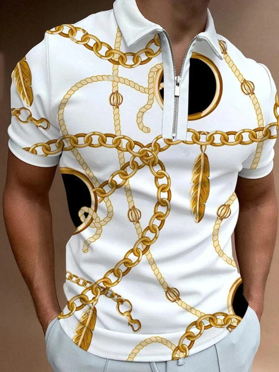 Men's Casual Chain Print POLO Shirt