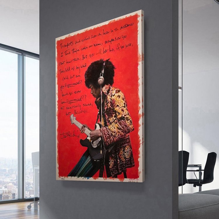 Jimi Hendrix Handwritten Are You Experienced lyrics Canvas Wall Art