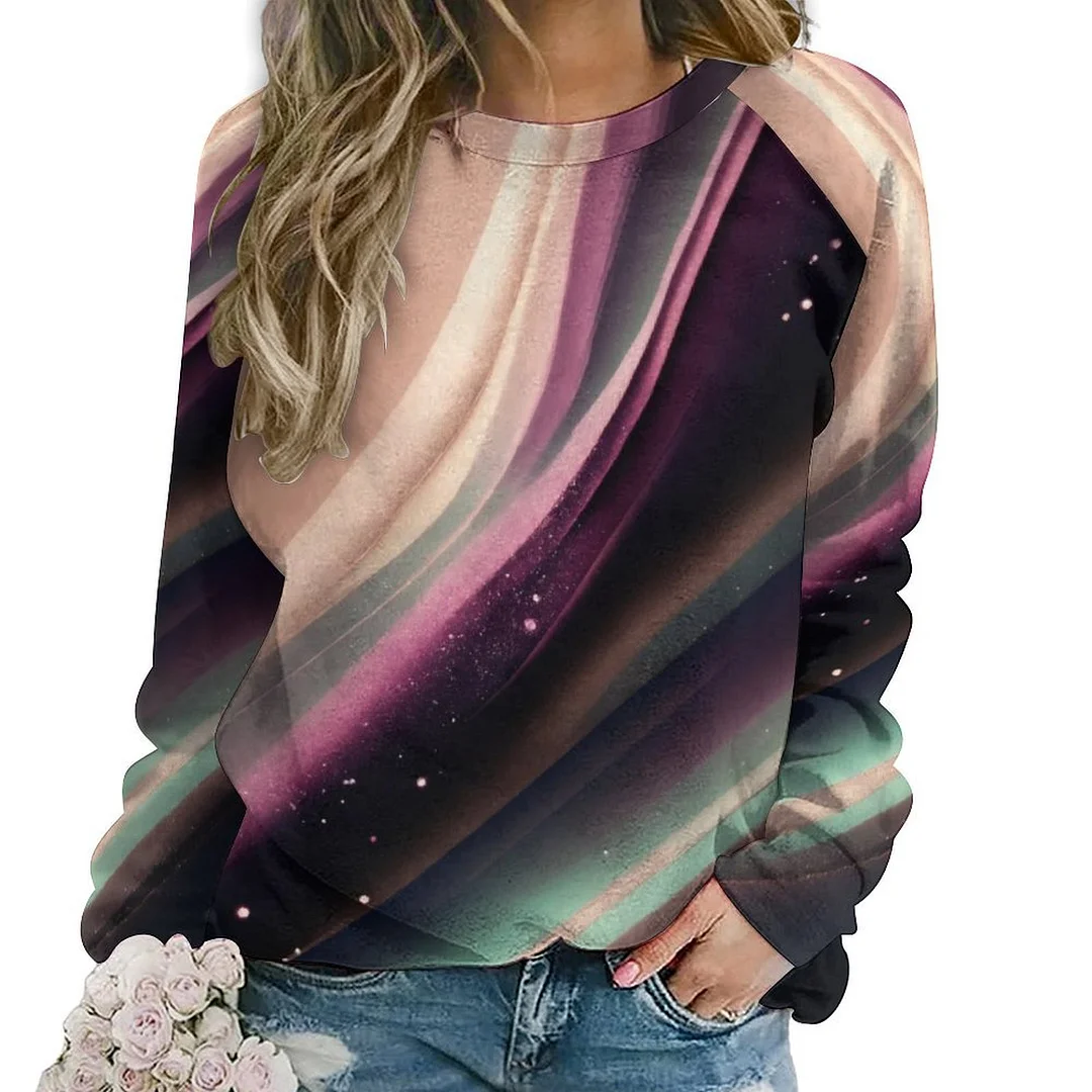 Printed Long Sleeve Casual Sweatshirt for  Women and Men Unisex Pattern Ray, Pink, Black