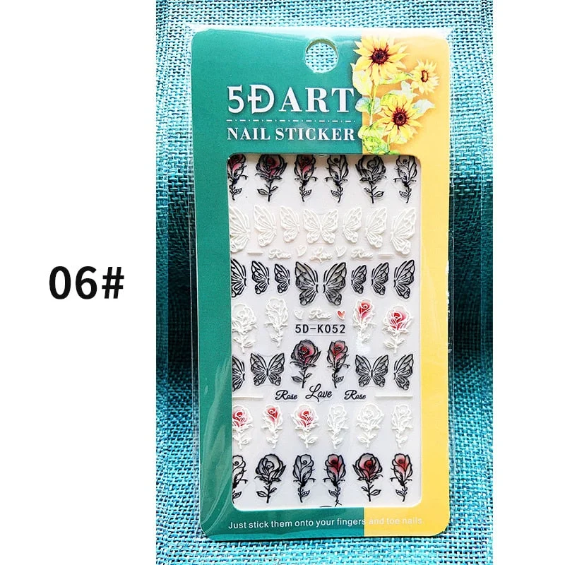 1PC 5D Nail Stickers Winter Santa Claus Self-Adhesive Slider Nail Art Decorations Christmas Snow Decals Manicure Accessories-Nail Inspo