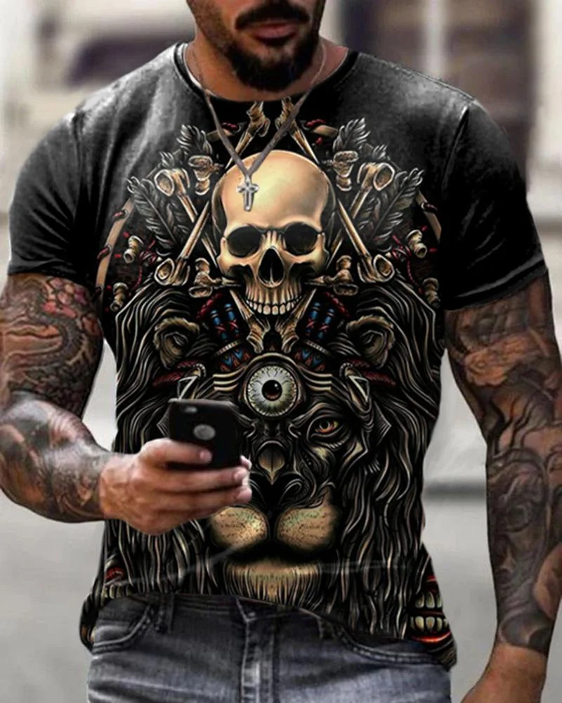 Men Print Casual T-shirts-24