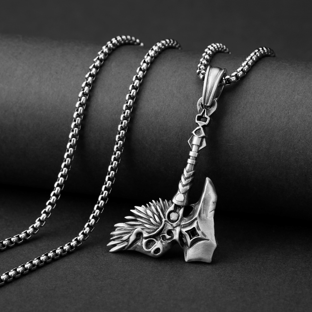 Nordic Viking Pirate Battle Axe Pendant Necklace