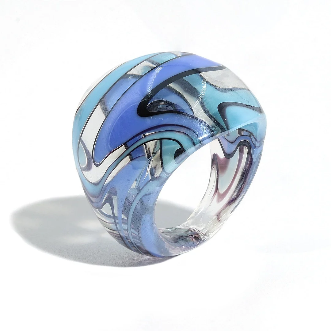 Dvacaman High Quality Mixed Color Glass Rings for Women Fashion Transparent Geometric Irregular Rings Jewelry Gifts Dropshipping