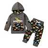 Kid Baby Boy Autumn Winter Letter Dinosaur Print 2 Pcs Sets Suit