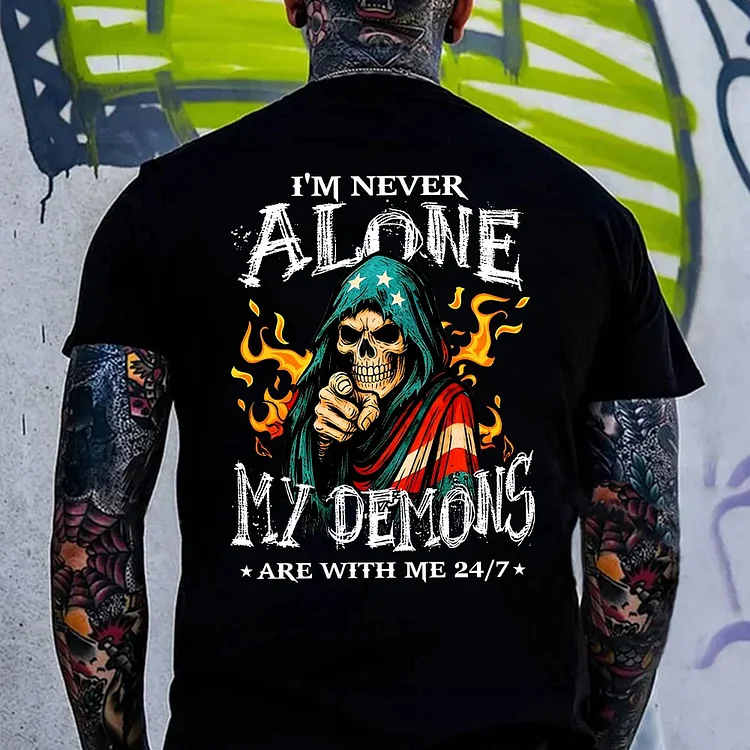 I'm Never Alone My Demons Are With Me 24/7 Shirt, Gen X Custom Year Of Birth T shirt, Cotton T Shirt