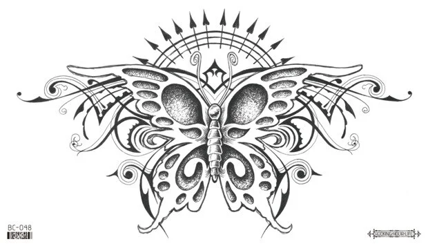 Sdrawing Temporary Tattoo Sticker leaf flower plant black sketch Fake Tatoo Breast Chest Back Belly Flash Tatto For Women Girl