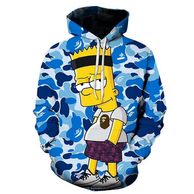 The Simpsons Hoodie 3D Digital Printing Loose Long Sleeve Hooded Sweater