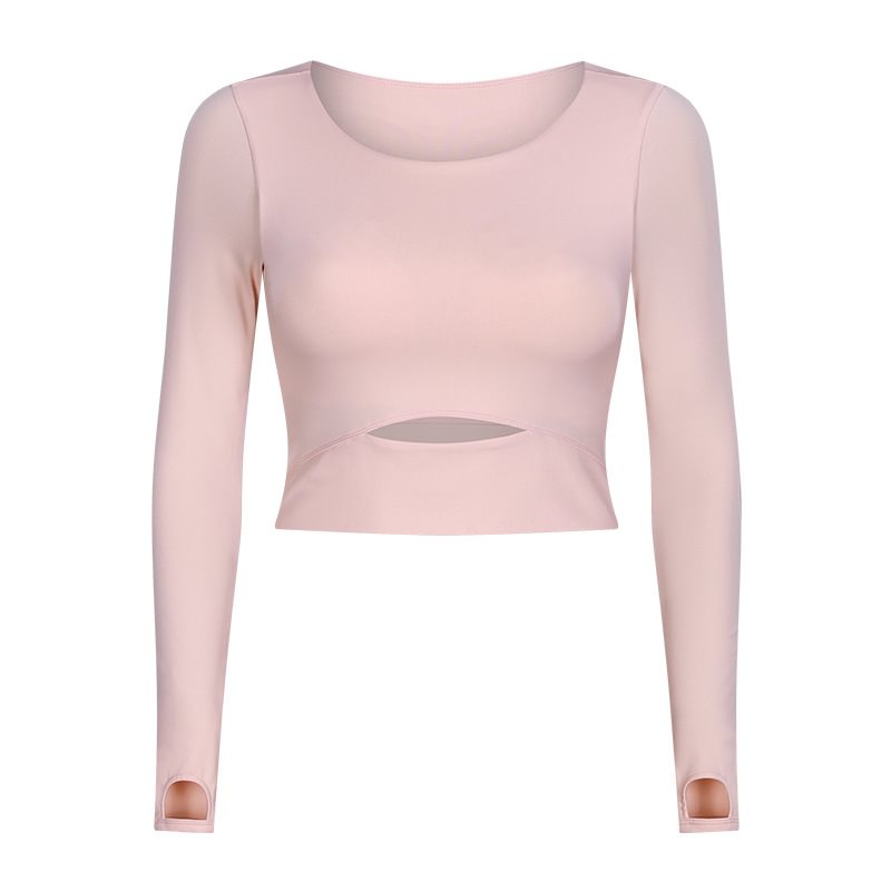 new sports long-sleeved T-shirt semi-short outdoor running yoga top  