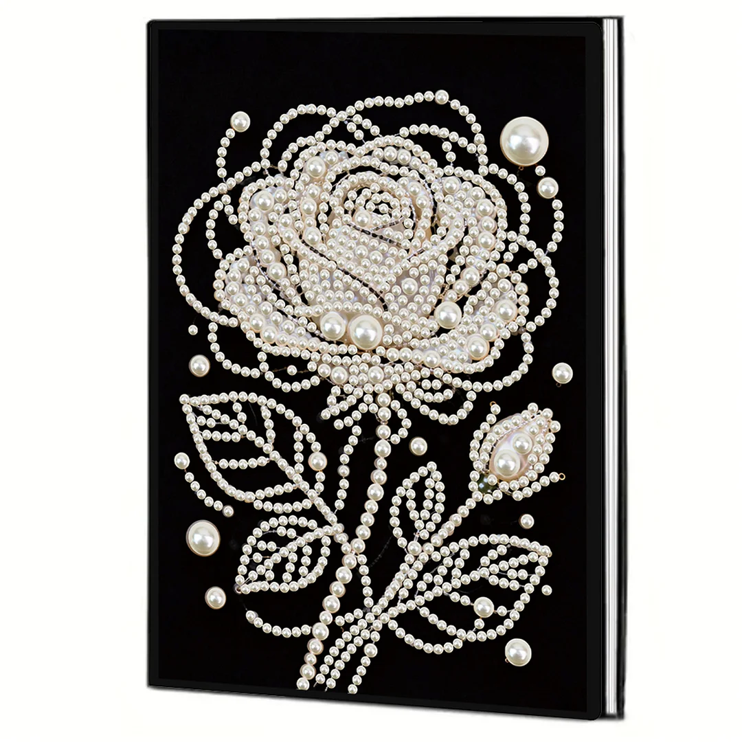 Rose Partial Pearl DIY 50 Pages A5 Diamond Painting Notebook Special Shaped Diamond Art Diary Book Kits Wireless Strip 5D Crystal Art Paintings Sketchbook for Art Drawing