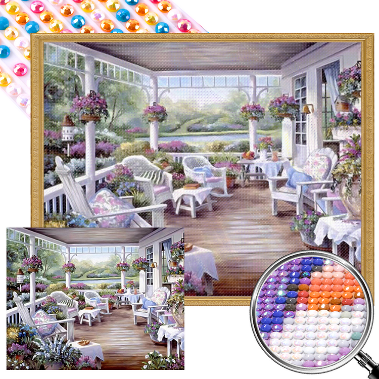 Spring Balcony 50*40CM (Canvas) Full AB Round Drill Diamond Painting gbfke