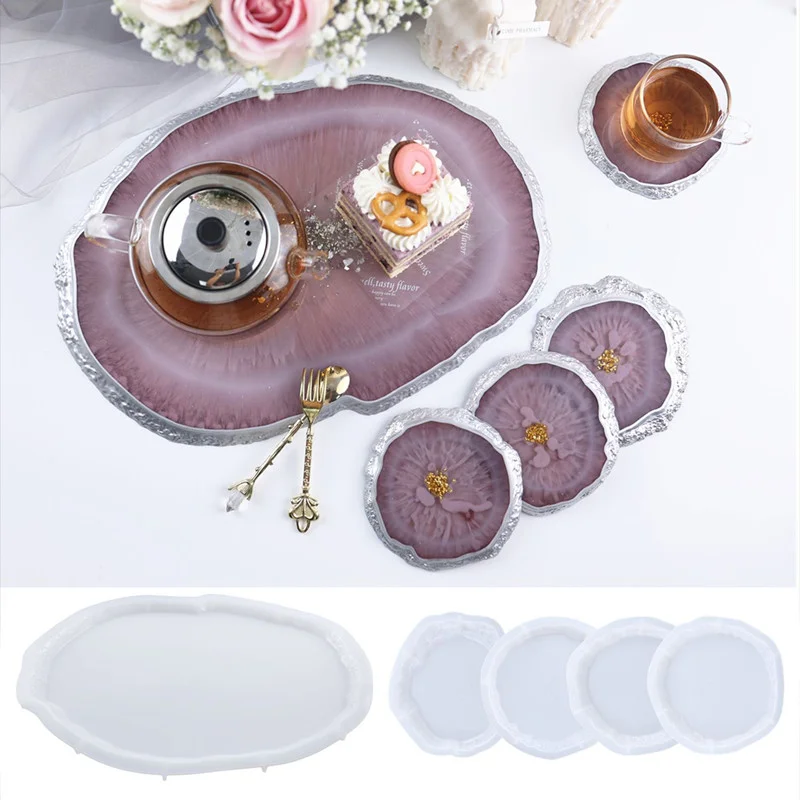 5 PCS Irregular Tray Coaster Resin Mold Set