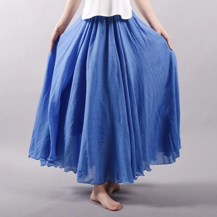 15 colors cotton linen casual solid elastic a line skirts p148024