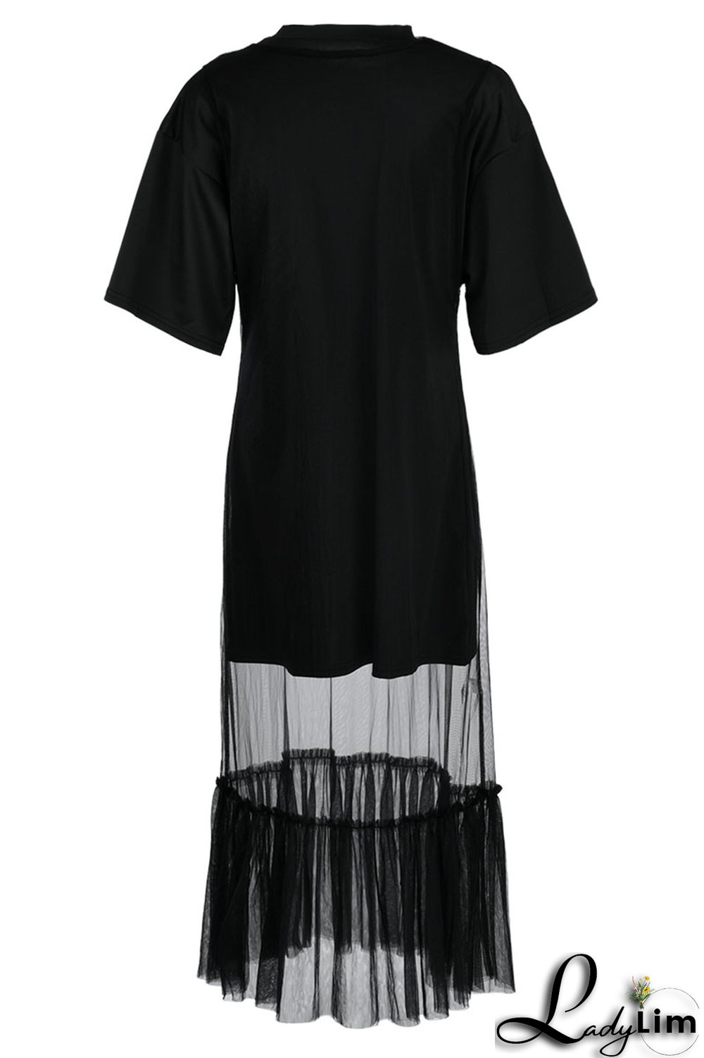 Black Casual Print Split Joint O Neck Short Sleeve Two Pieces