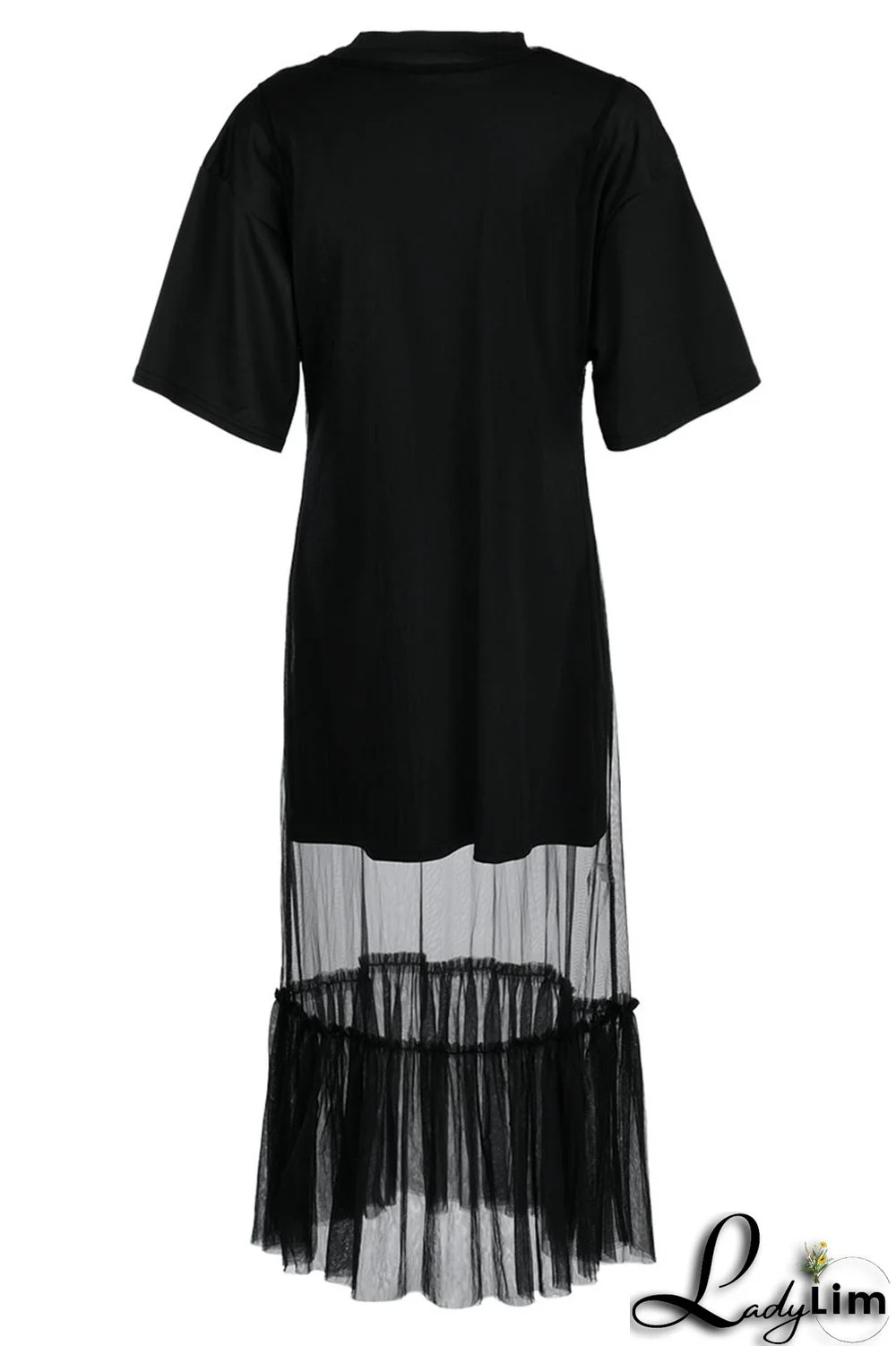 Black Casual Print Split Joint O Neck Short Sleeve Two Pieces