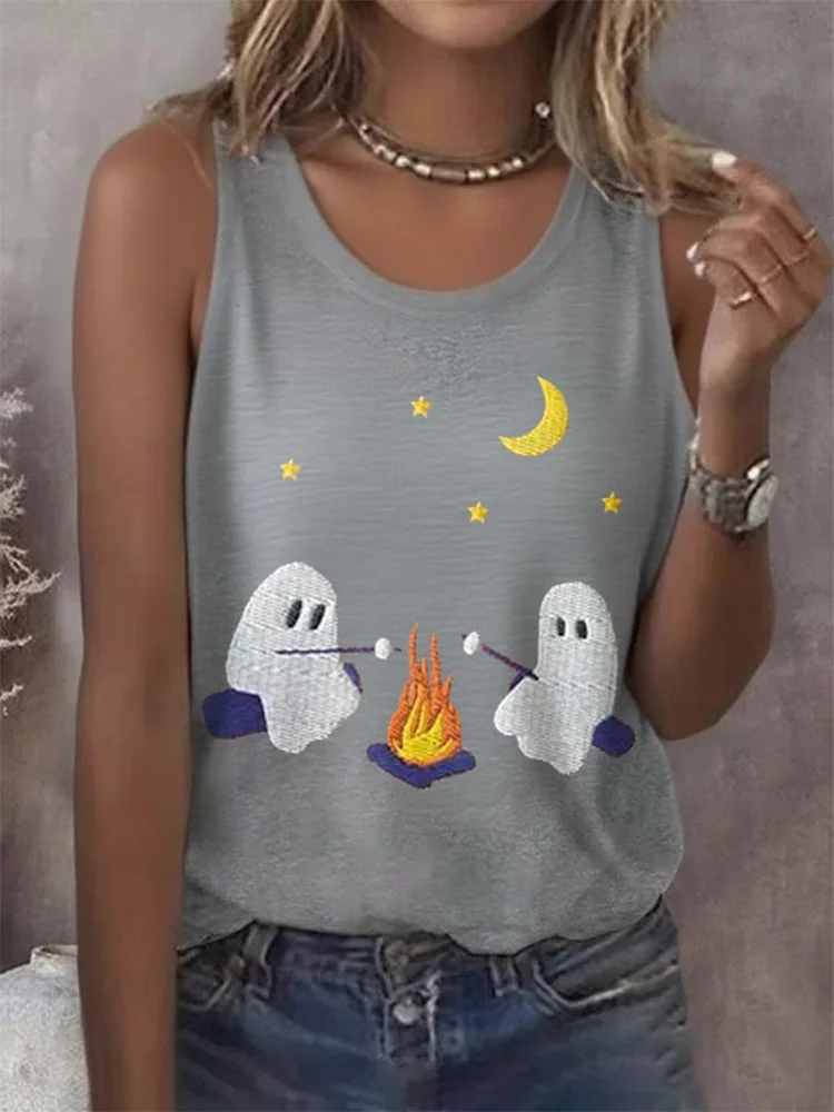 Women's Retro Ghost Printed Vest