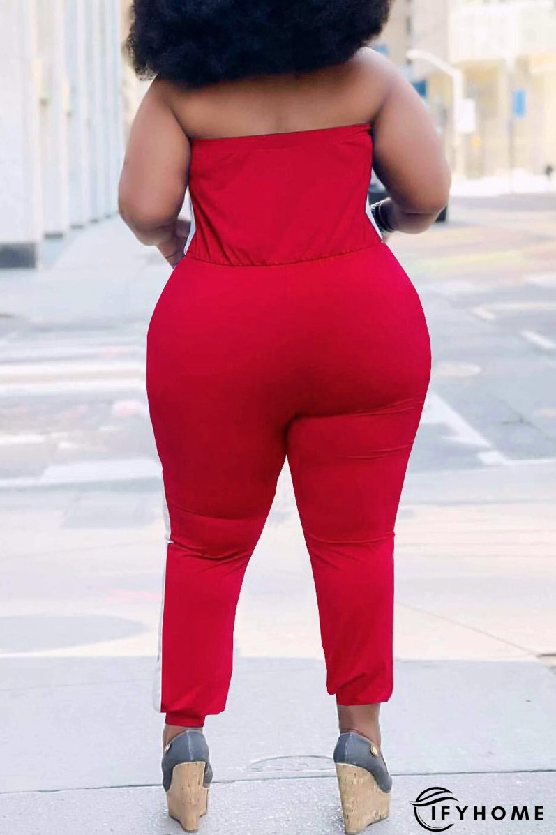 Plus Size Side Striped Off The Shoulder Jumpsuit | IFYHOME