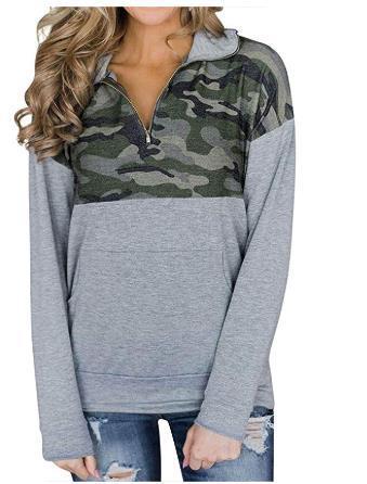 thdmladies Stand-up Collar Camouflage Women's Sweater thedmladies