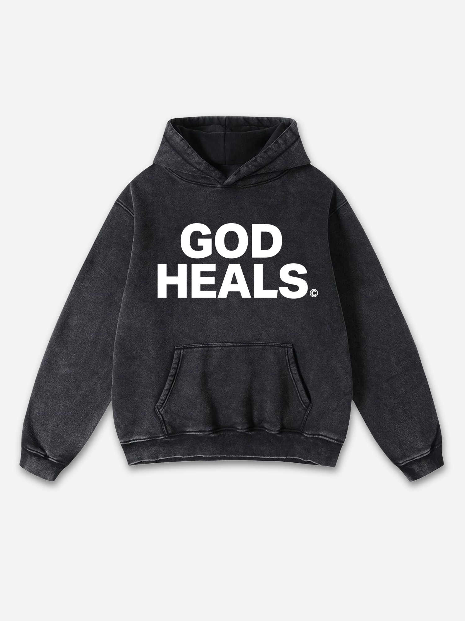 Vintage God Heals Graphic Acid Washed Oversized Hoodie - SOPULA