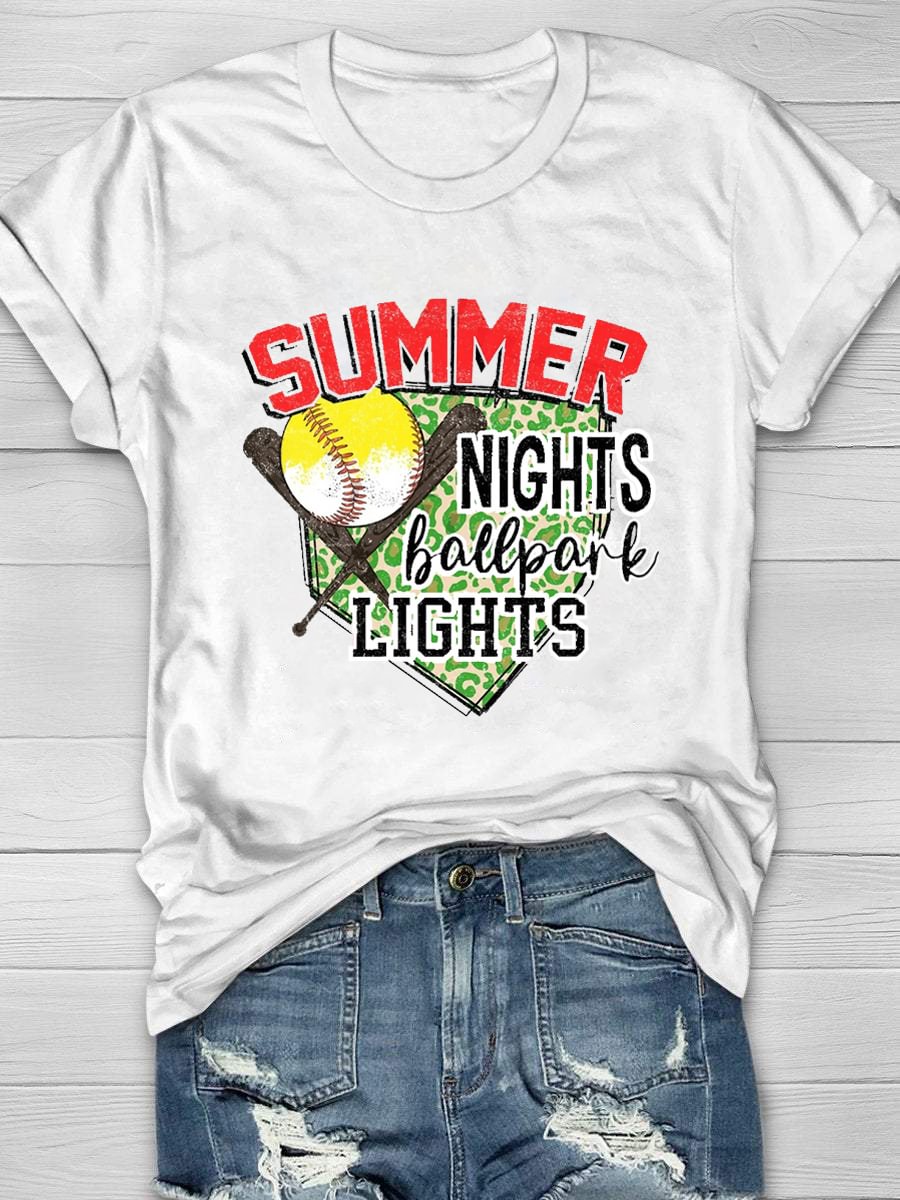 Summer Nights And Ballpark Lights Short Sleeve T-Shirt