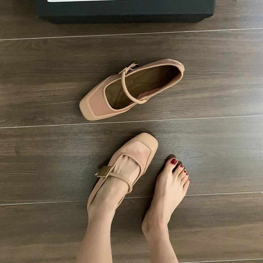 Nigikala Nigikala Temperament Square Head Mary Jane Single Shoes Women's Shoes 2023 New Summer Retro With Skirt Pink Spring And Autumn Evening Shoes